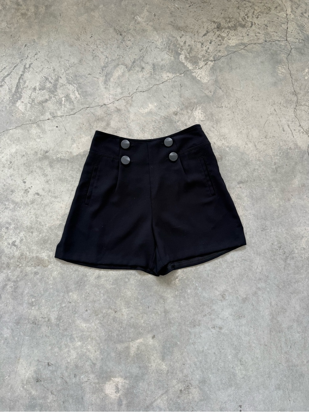 Anthropologie Black High-Rise Button-Front Shorts